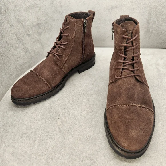 Section X Ankle Boots Men's 8.5 Chocolate Brown Suede Braxton Biker New $135